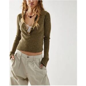 Free people waffle  knit top